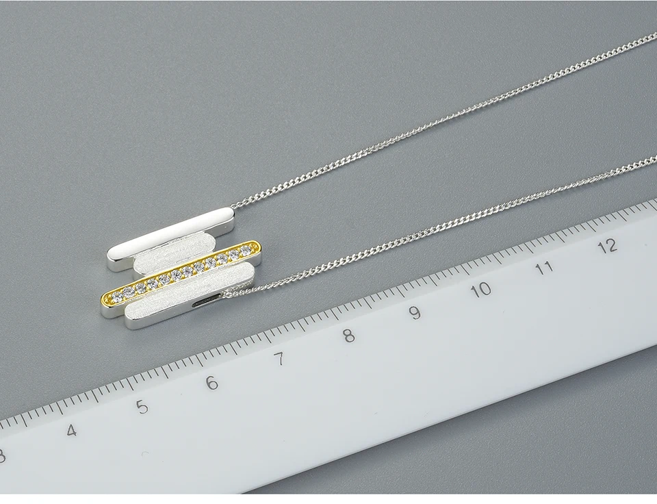 Lotus Fun реальные 925 пробы серебро ручной работы Fine Jewelry творческий минималистский Parallel Lines кулон без Цепочки и ожерелья для Для женщин