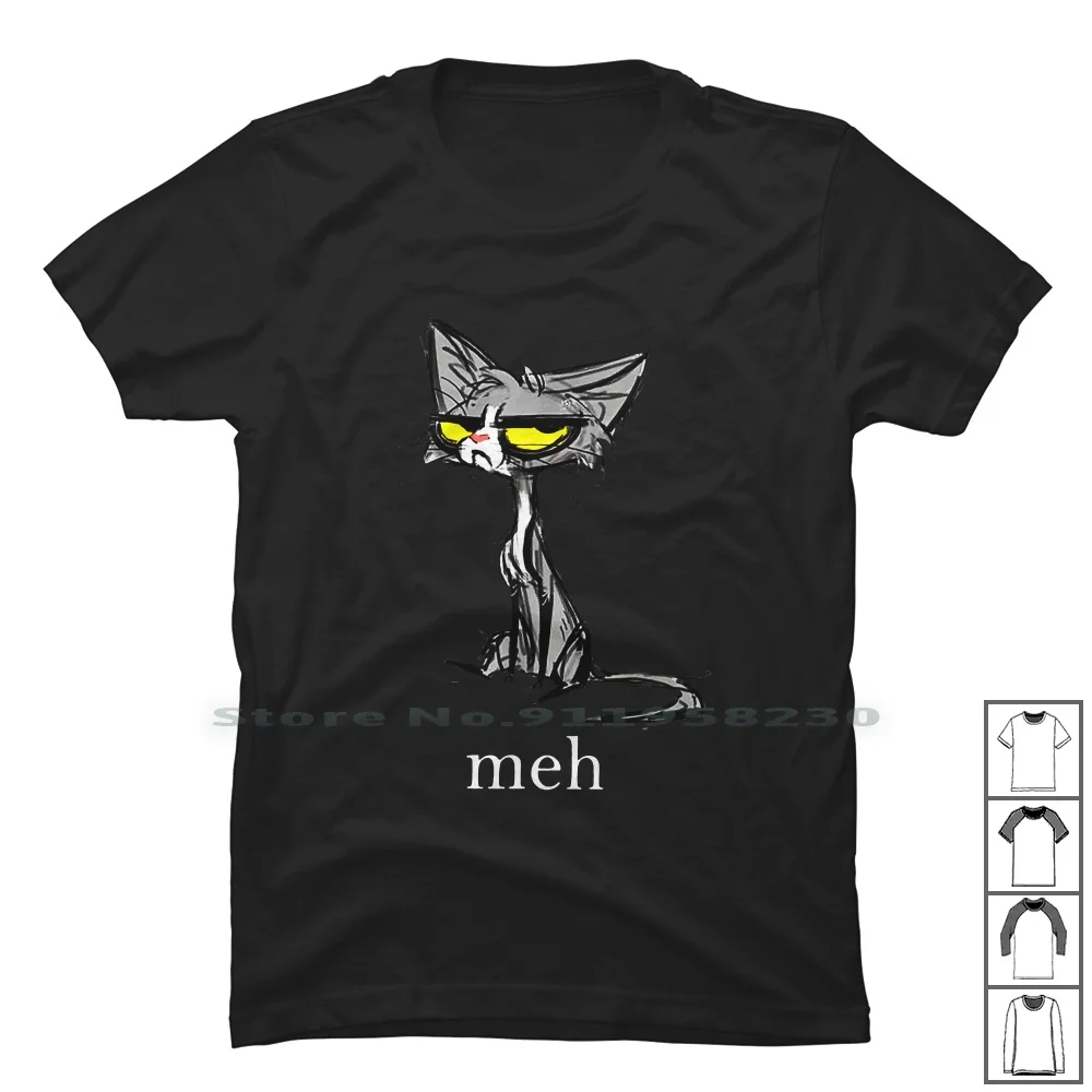 

Funny Meh Cat T Shirt 100% Cotton Popular Animals Trend Some Meme Hot Fun End Ny Me Animals Funny