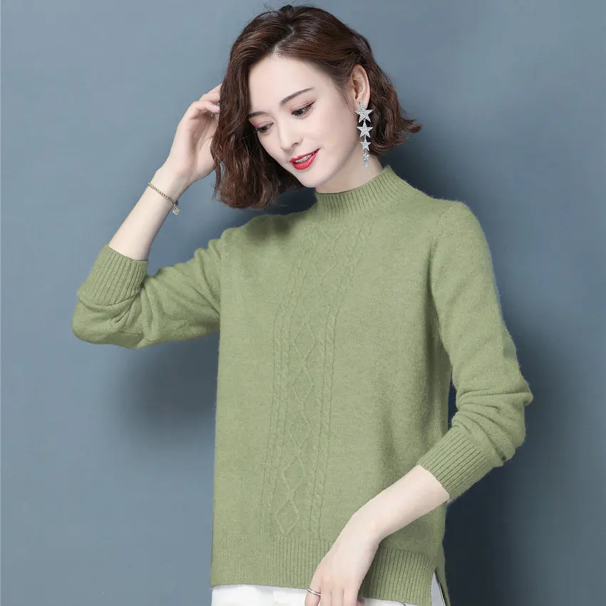 

Women Cashmere Sweater Autumn Spring Jumper Mujer Woollen Knitted Tops Soft Warm Blue Green Pink Camel Knitwear Braided Garment