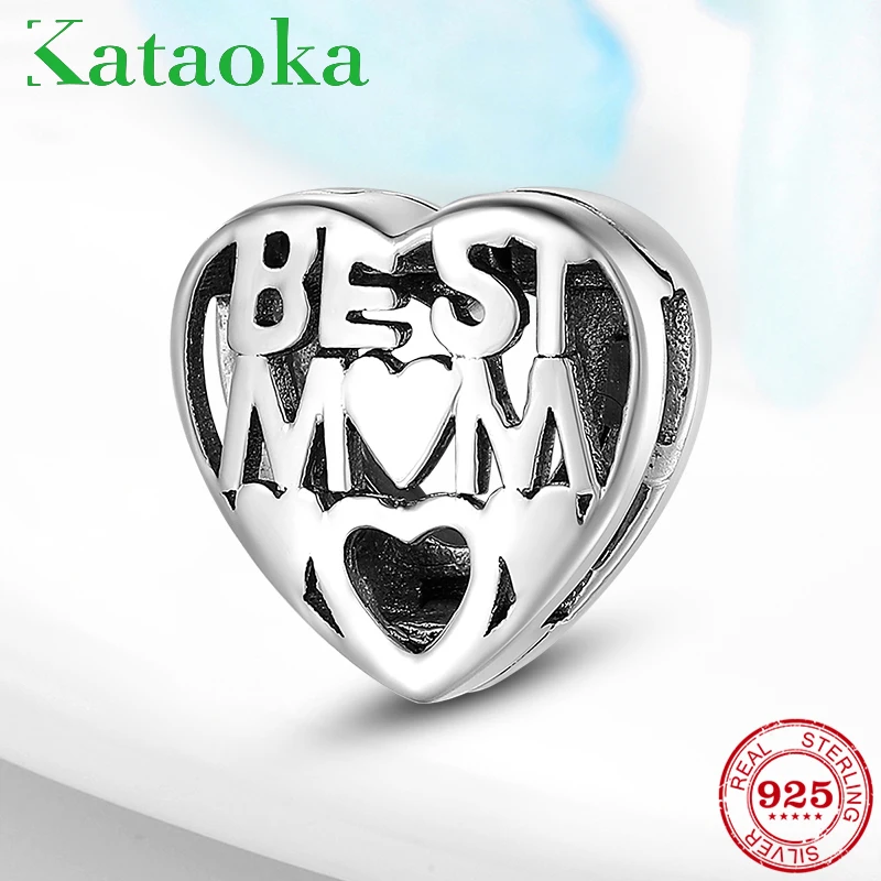 925 Sterling Silver Best Mom Heart shape Clips Beads for Jewelry making Fit Original Reflections Charm Bracelet women jewellery | Украшения