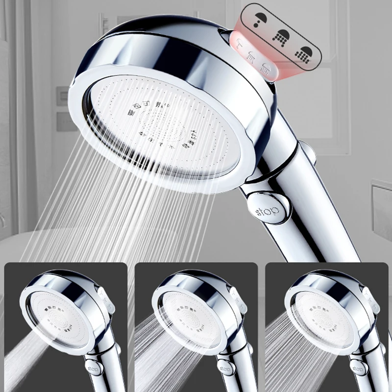 

Vidric Handheld Shower Head High Pressure 3 Spary Setting with ON/OFF Pause Switch Water Saving Adjustable Luxury Spa Detachable