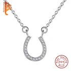 Ожерелье Belawang из 100% стерлингового серебра 925 пробы с кубическим цирконием Хрустальная подкова, ожерелья и кулоны для женщин, свадебные украшения
