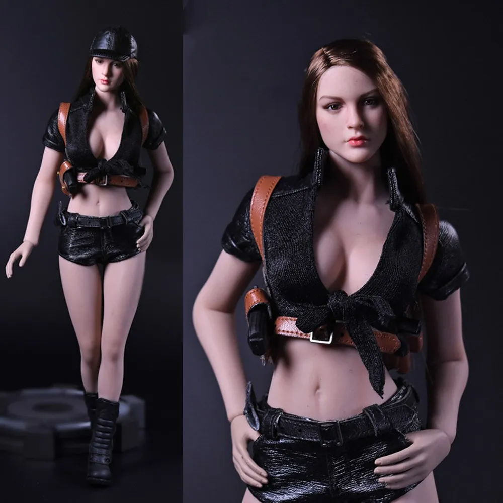 

VStoys 17NSS-A 1/6 Female Soldier Black Clothes Set Shirt Shorts Killer Suit Accessory For 12" Figure Seamless Body Model