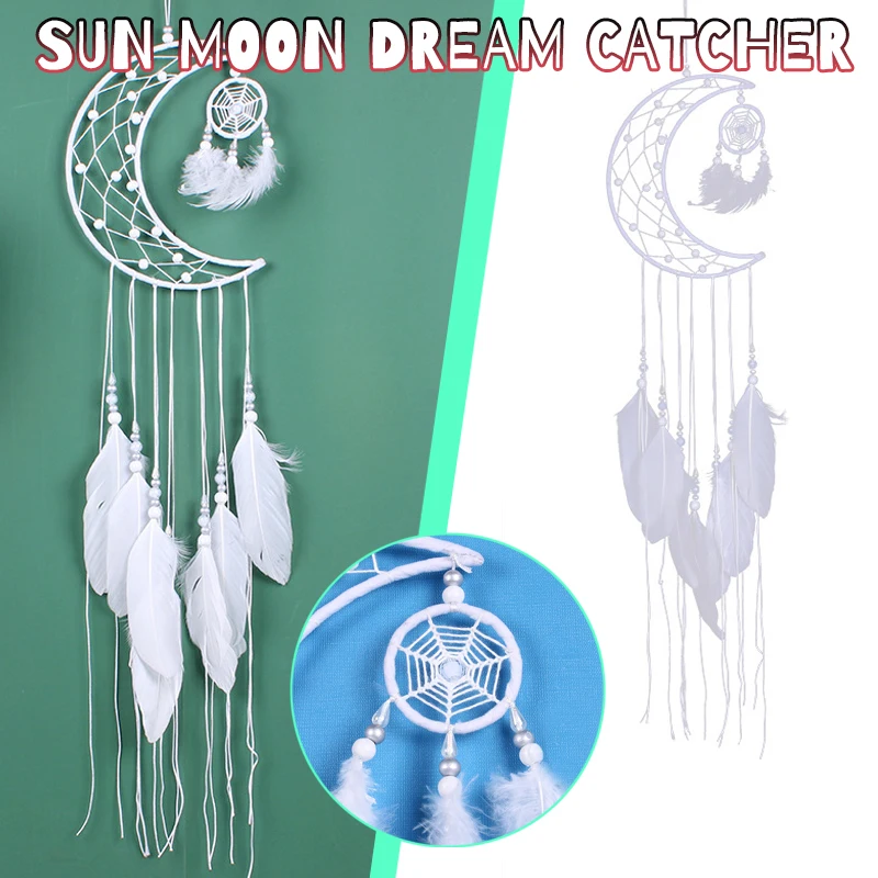 

Ловец снов в виде полумесяца, креативная мебель и автомобильные аксессуары, перо, Ловец снов, украшение для дома и автомобиля, подарок