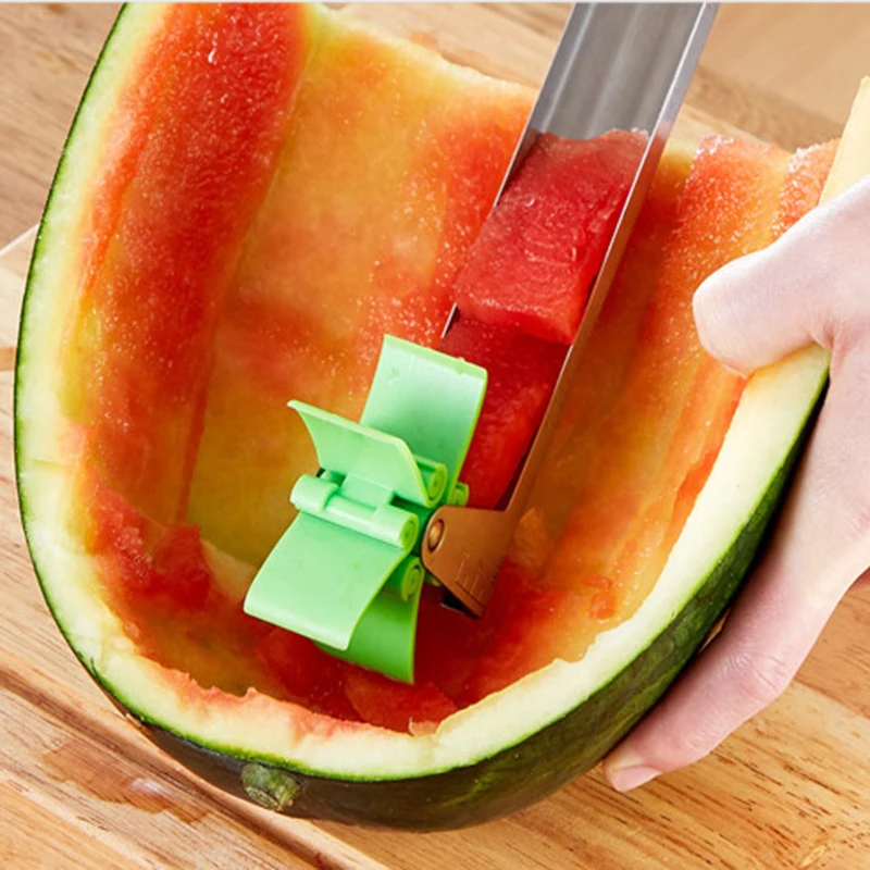 

Stainless Steel Watermelon Slicer Fruit Knife Cutter Ice Cream Ballers Melon Scoop Double Size Spoon Set watermelon cube slicer
