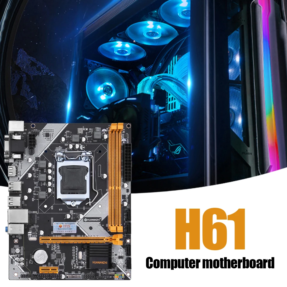 HUANANZHI LGA1155 Motherboard H61 Support DDR3 1333/1600MHz Memory USB2.0 VGA HDMI-Compatible