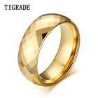 Золотое вольфрамовое мужское кольцо Tigrade 8 мм, обручальные роскошные кольца с ромбом ручной работы для мужчин и женщин, ювелирные изделия для помолвки, аксессуары
