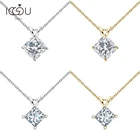 IOGOU 1 карат D Цвет синтетический бриллиант кулон ожерелье 100% 925 Серебряное платье принцессыподушки Имитация кольцо обручальное в виде цепи ожерелье