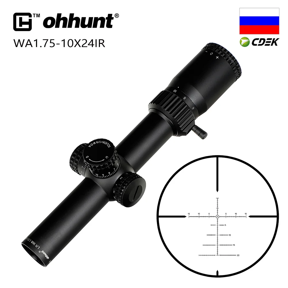 

Тактический Оптический прицел Ohhunt Optics LR WA 1,75-10X24, Компактный ИК-прицел с гравировкой, сетка с красной подсветкой, Сброс блокировки