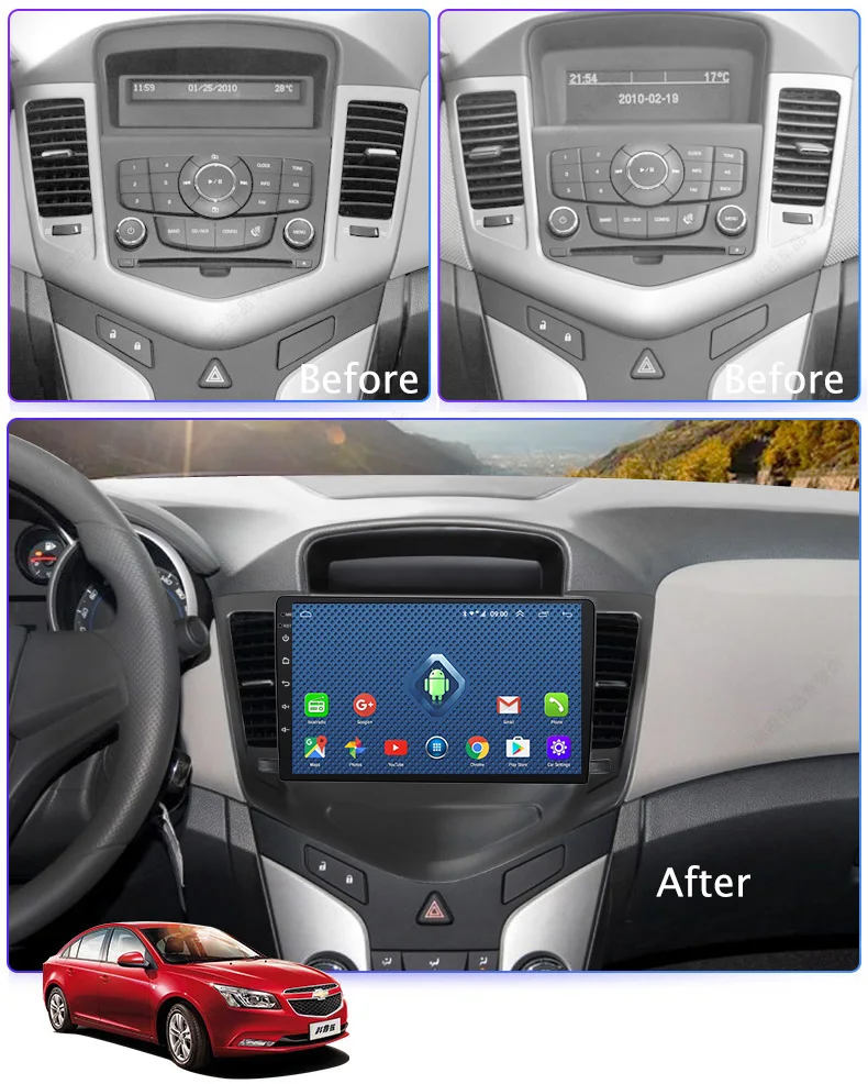 Автомобильный Dvd проигрыватель Wanqi Android 9 1 2 + 32 ГБ дюймов 3G 4G Wi Fi Gps для Chevrolet Cruze 2008 2015