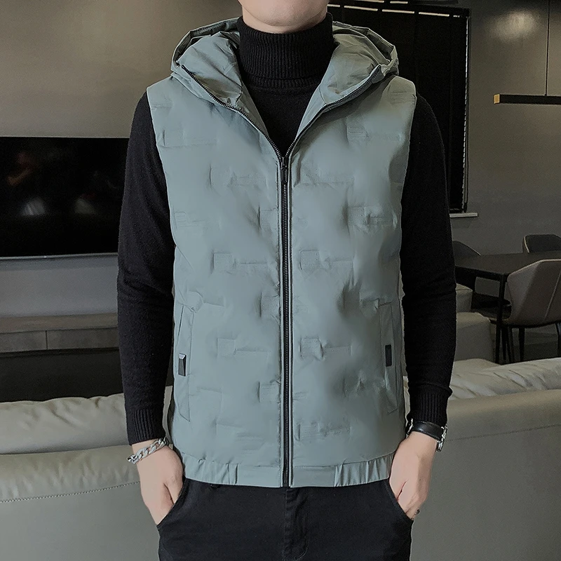 Gentleman Autumn Winter 2022 New Duck Down Trend Waistcoat Sleeveless Vest Jacket Thickened Men'S Coat Korean Version