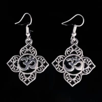 stereoscopic hollow carved om symbol charm dangle earring pentacle charming drop earring tree of life jewelry for women gift
