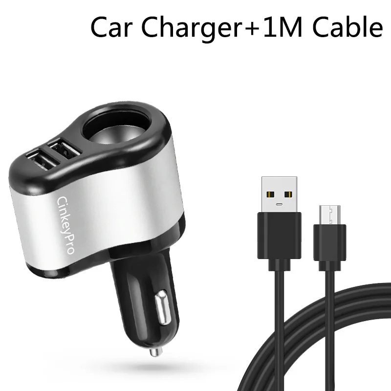 CinkeyPro автомобильное Зарядное устройство прикуриватель 2-Порты USB Зарядное устройство 2.1A автомобиля-Зарядное устройство мобильного телефона, Универсальные наушники для iPhone samsung зарядки - Тип штекера: Cable BS