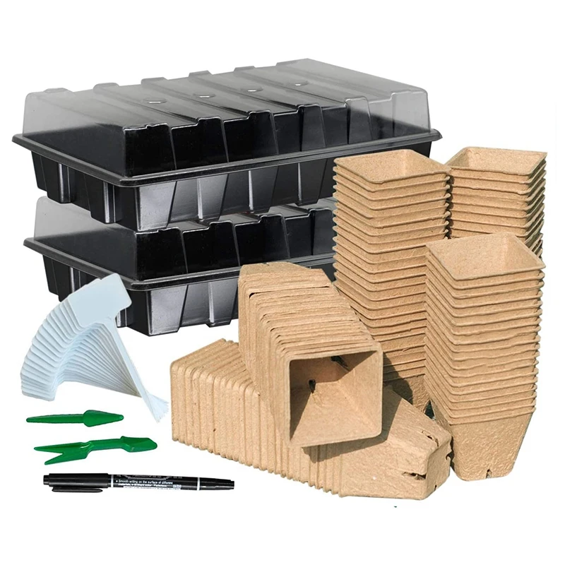 

Стартовый набор для семян с 120 торфяными горшками, лоток для начинающих семян, пластиковый лоток для выращивания растений для улицы или внут...