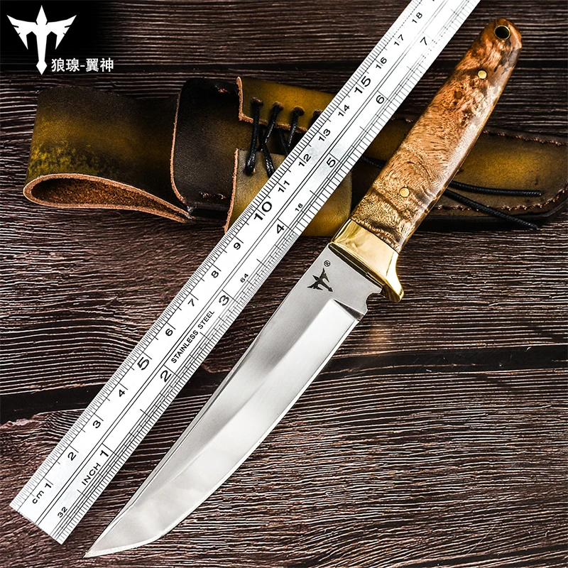 D2 Steel Blade Fixded Knife Survival Camping Hunting Eumwood Handle Straight Outdoor Tool 60 HRC Hardness | Инструменты