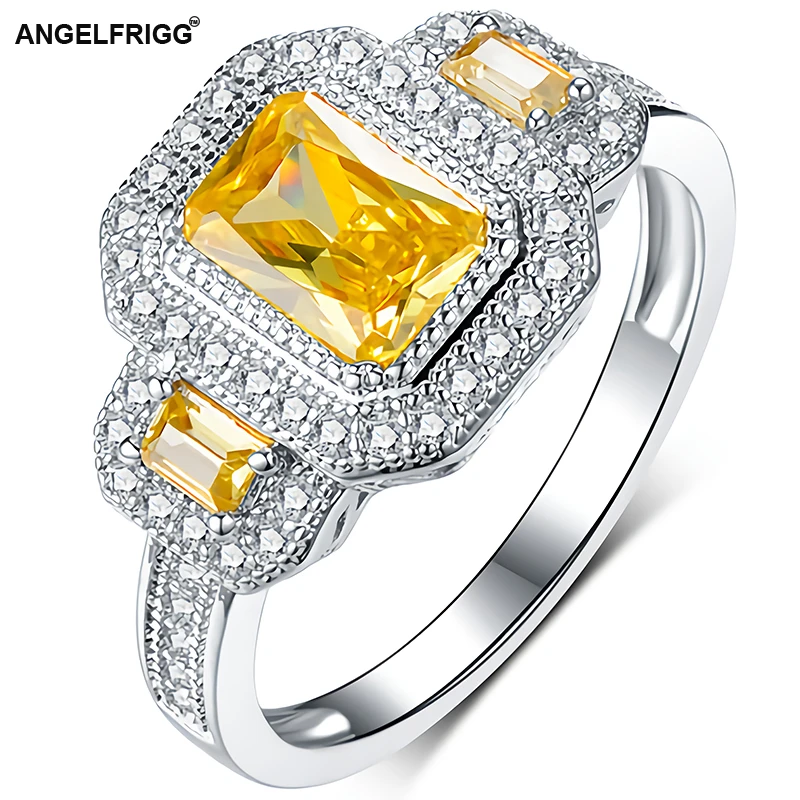 Женское серебряное кольцо ANGELFRIGG с желтым кубическим цирконием Юбилейный выпуск