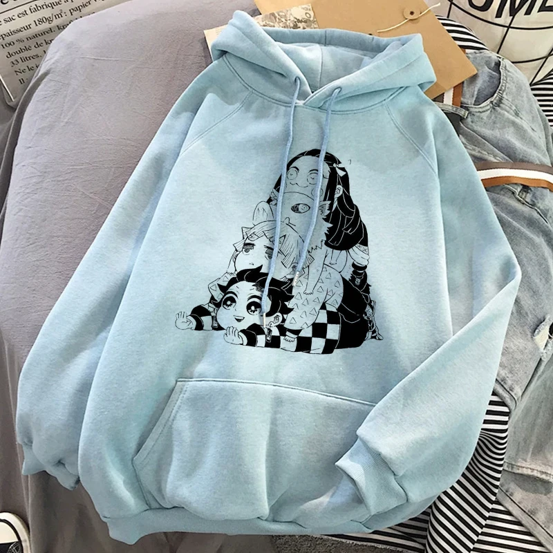 Kawaii Demon Slayer Anime Pullover Sweatshirt Top Women Kamado Tanjirou Costume Hoodies Kimetsu No Yaiba Casual 2021 sweetshirts
