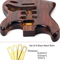 4 pcs replacement heightening gasket guitar neck shim bass sound connection brass guitarra accessories musical instrument