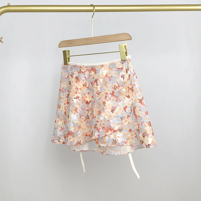 Балетная юбка на шнуровке шифоновая с принтом женская танцевальная