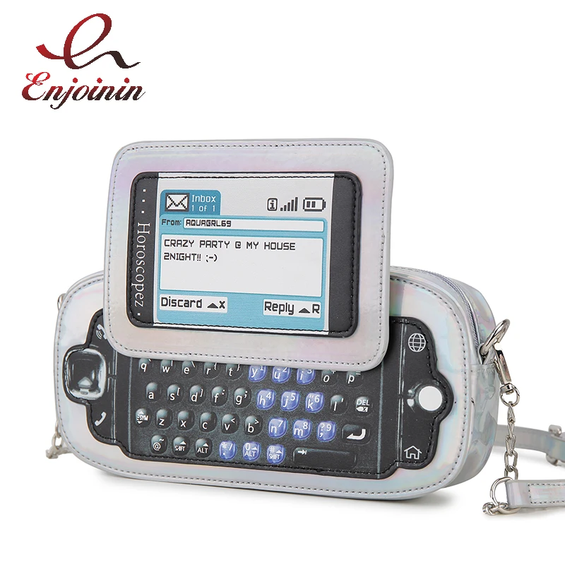 

Mobile Phone Shape Chain Crossbody Bag Fashion Reflective Purses and Handbags Girls Shoulder Bag Novelty Clutch Designer Bag