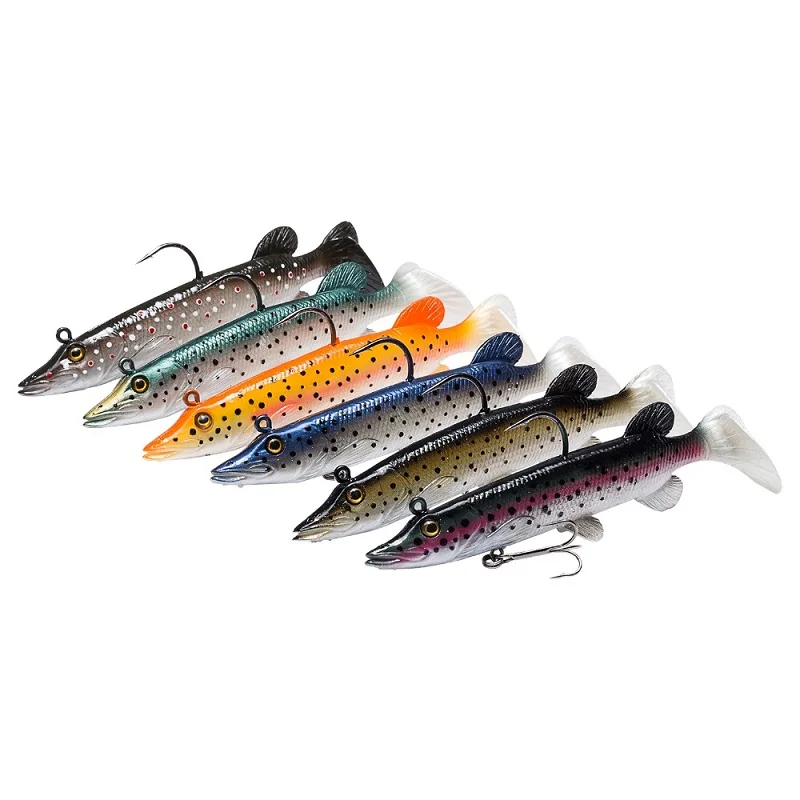 5in 13cm Bassdash настоящая Щука Мягкая приманка для ловли рыбы, встроенный свинцовый вес, 4in 5in, упаковка из 6, в шести разных цветах - Цвет: 5in 13cm