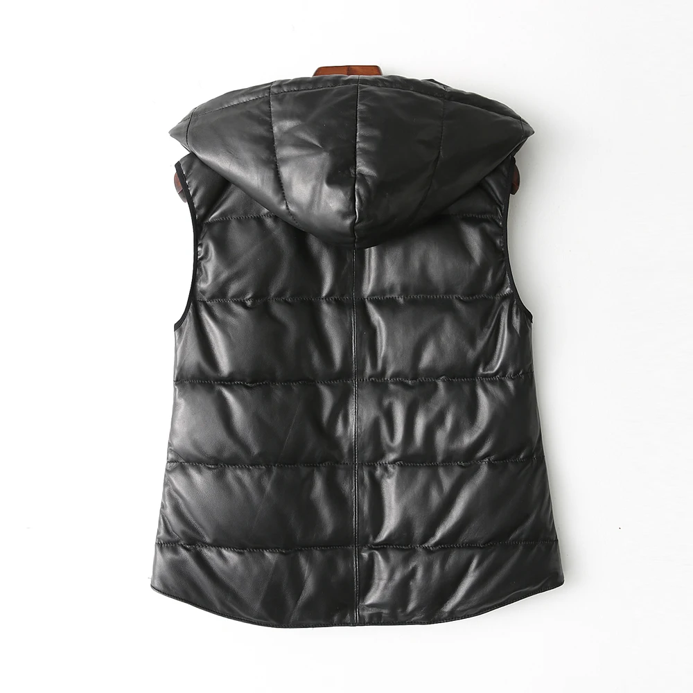Jacket Leather Genuine Vest Women 100% Sheepskin Coat 2020 Autumn Winter Jacket Women Hooded Korean Down Jackets 4xl MY s