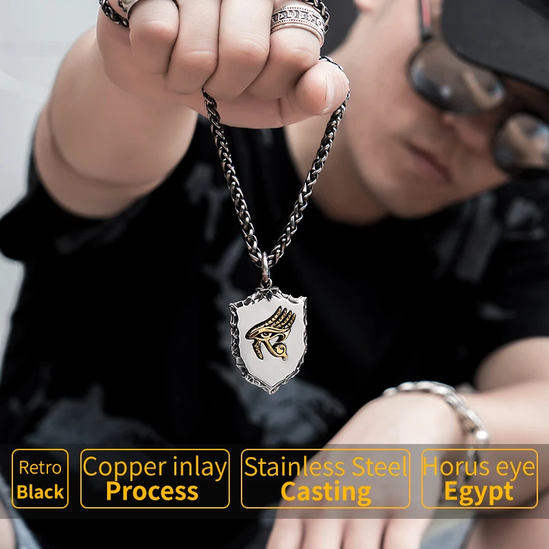 Ожерелье мужское из нержавеющей стали с кулоном глаз Хора|Подвески| |