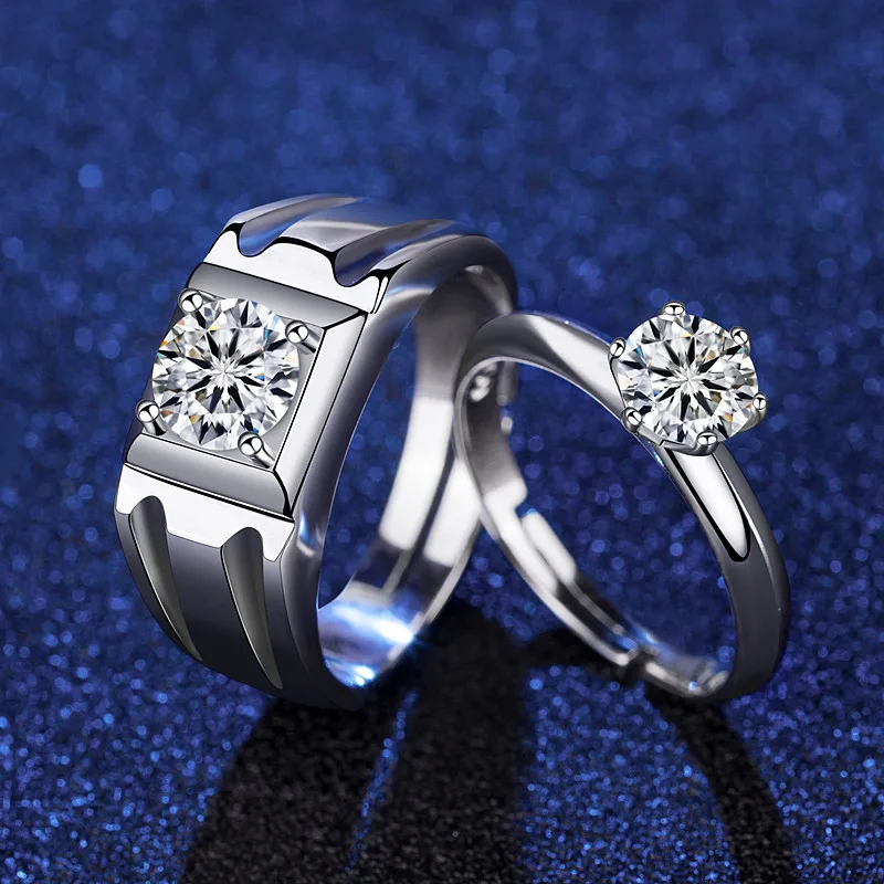 

Ring Jewelry silver 925 jewelry 1ct Moissanite Couple Ring Diamond Vintage Rings For Women Jewellery Engagement Diamond Jewelry