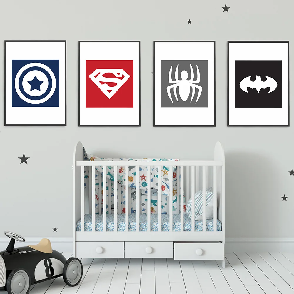 Синий мультфильм летучая мышь стены художественный постер картина Babi Северный