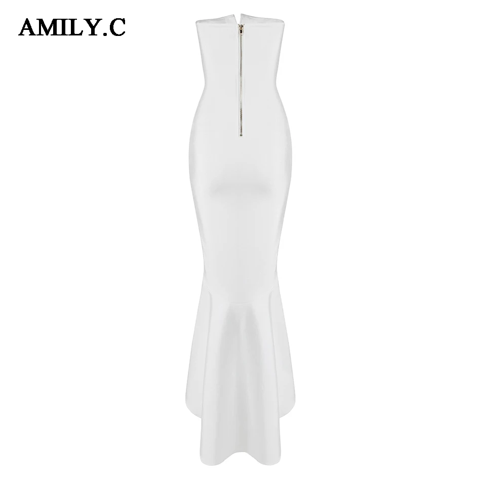 Женское облегающее платье amilly. c Белое Облегающее без бретелек для знаменитостей