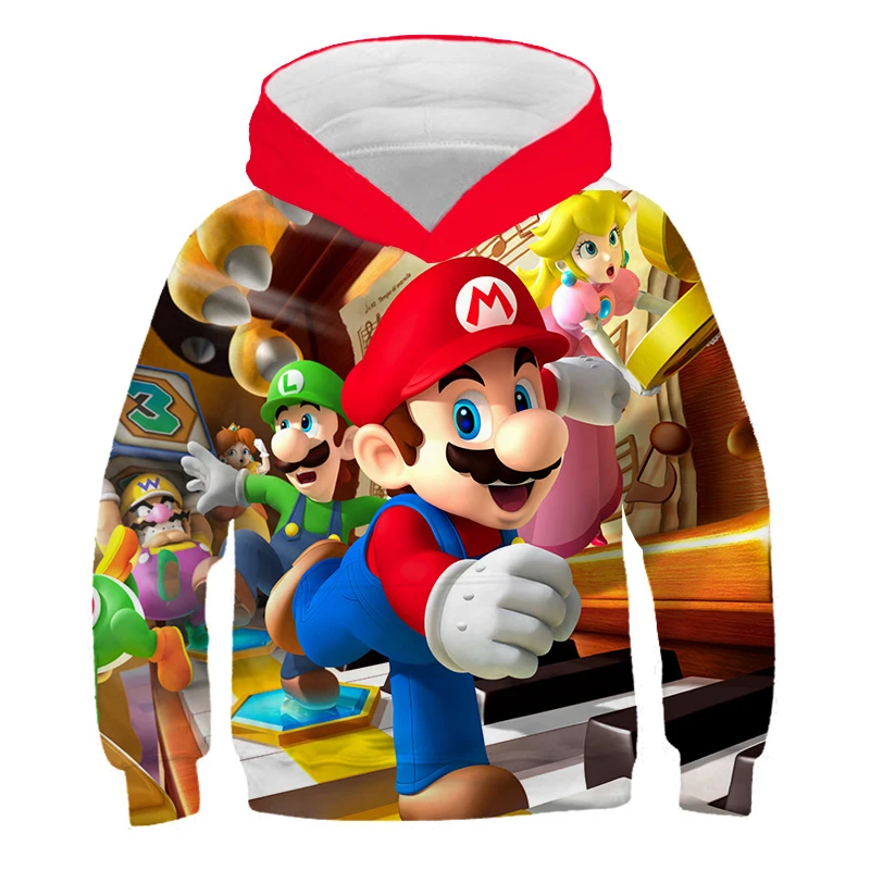 

Boys And Girls Hoodie Sweatshirt Mario Printed Long Sleeve Jacket Fashion Novelty Autumn Children And Teens Hoodie