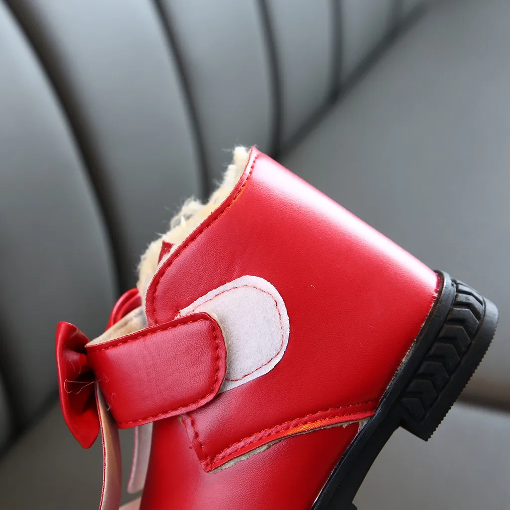 Детская кожаная обувь SAGACE зимняя теплая принцессы с бантом для девочек модная