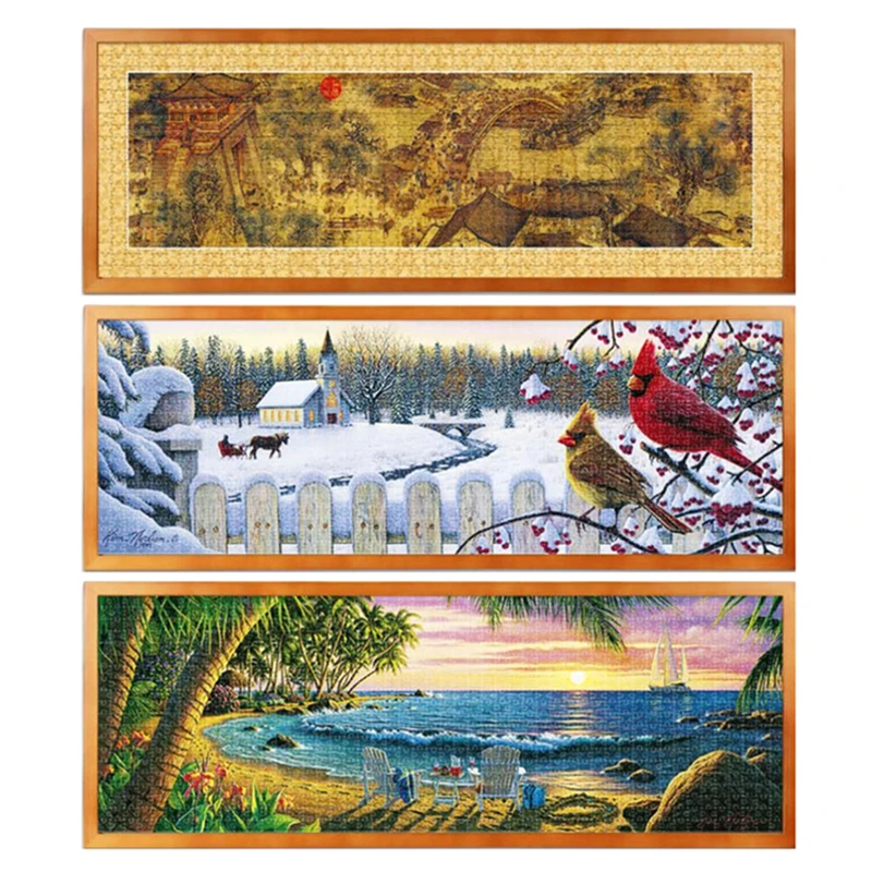 

Long Banner Jigsaw Puzzle 1000 Pieces Decompression Toys for Adults Chinese Painting Qingming Riverside Scene Birds Landscape