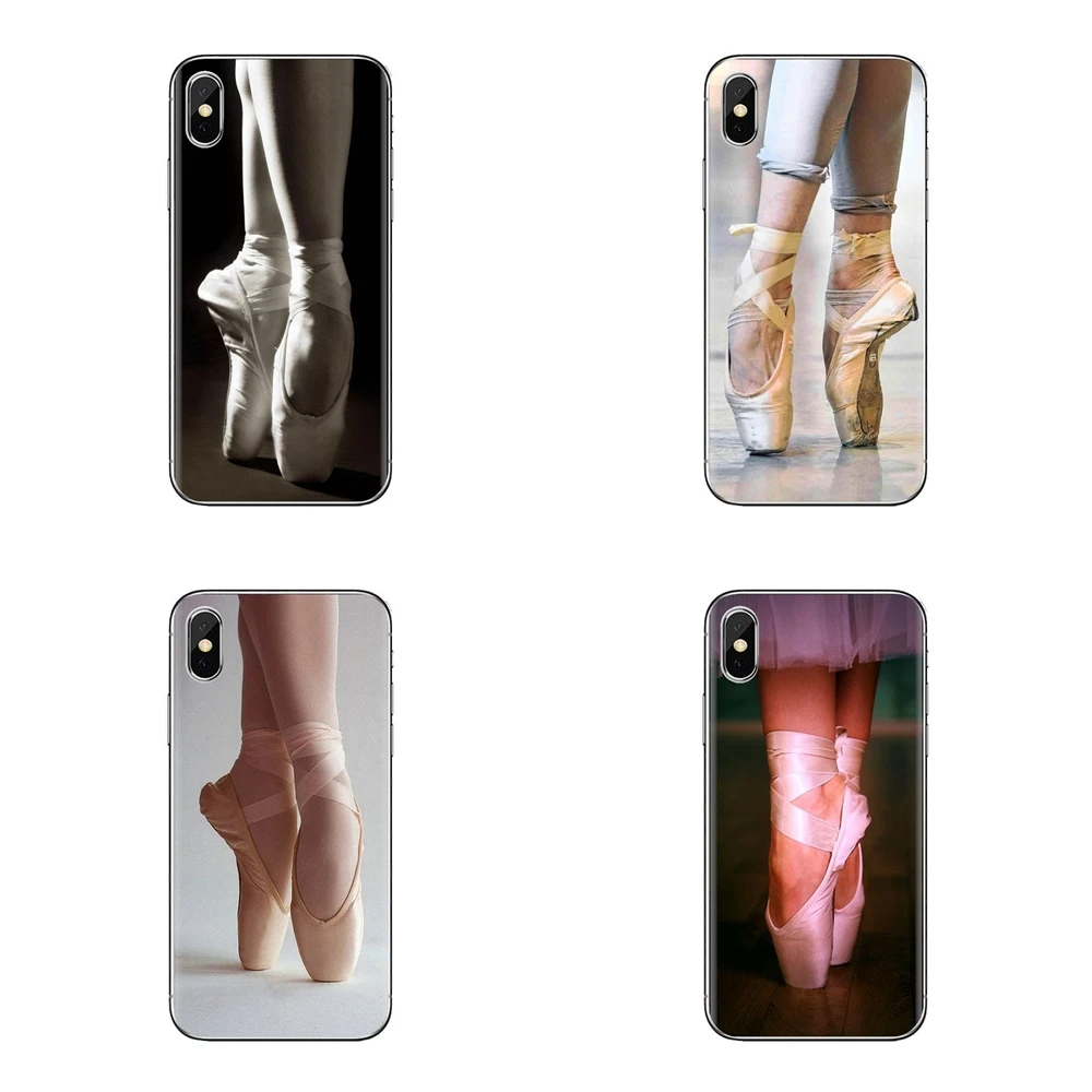 For iPhone XS Max XR X 4 4S 5 5S 5C SE 6 6S 7 8 Plus Samsung Galaxy J1 J3 J5 J7 A3 A5 TPU Cover Silk Ballet Shoes Pointe Pattern |