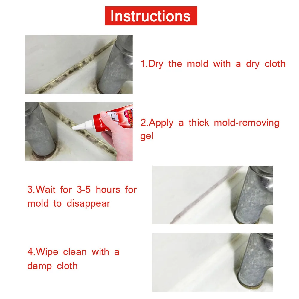 

Household Mildew Remover Agent Gel Deep Down Wall Ceramic Tile Pool Wall Mold Stain Cleaner Caulk Gel Mold Contains Remover CD