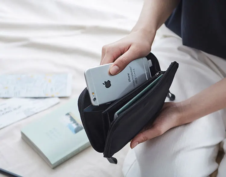 Travel Digital Pouch Nylon Travel Passport Case Multi Purpose Zipper Card and ID Holder Cable Gadgets Organizer
