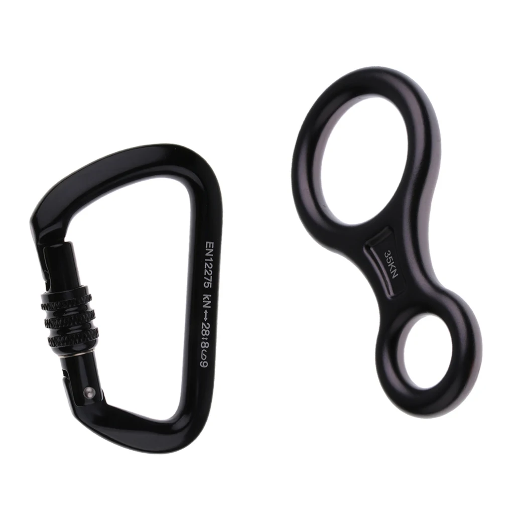 

28KN Screw Locking Rock Climbing Carabiner D Hook Twist Screwgate Figure 8 Descender 35KN