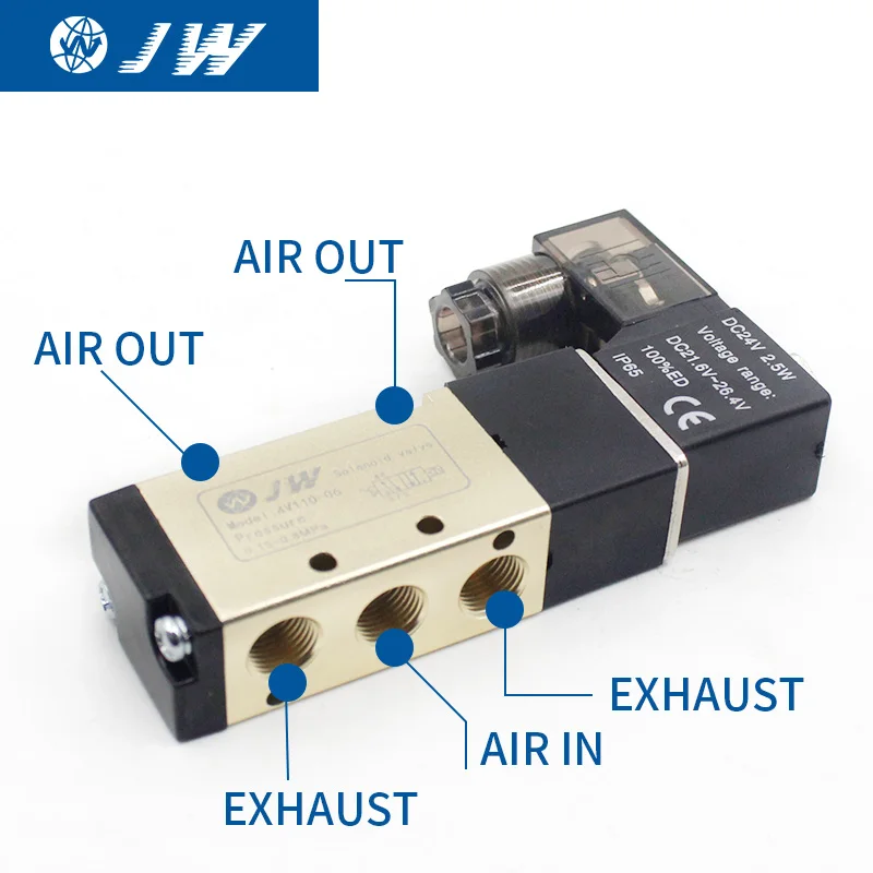 4v210-08 Одиночная катушка 2 положения 5 способ пневматический Соленоидный клапан 12В