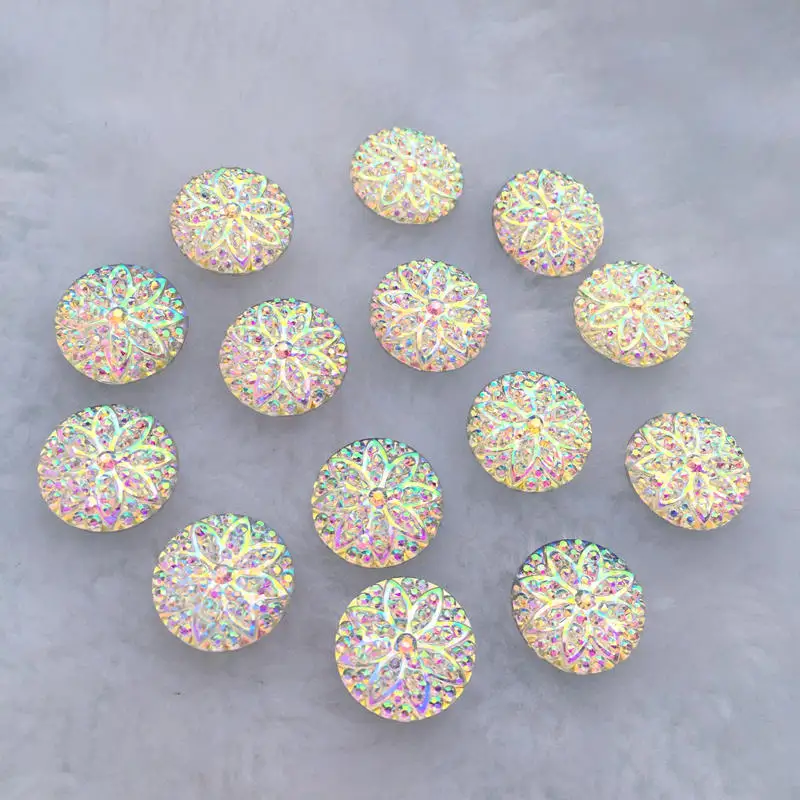 40 шт. 14 мм круглый цветок с плоской задней поверхностью стразы широкие бисерные