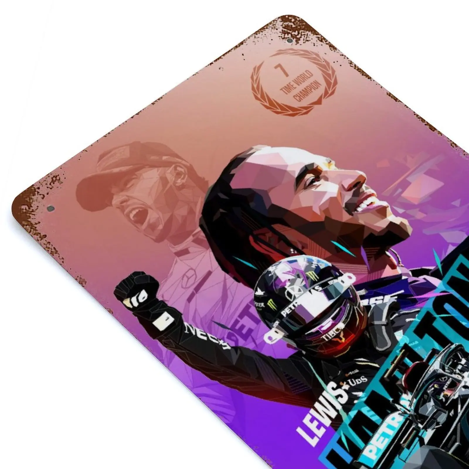 

Lewis Hamilton 7th Title Printed Retro Metal Poster Decor Home Wall Decoration Tin Sign Plaque