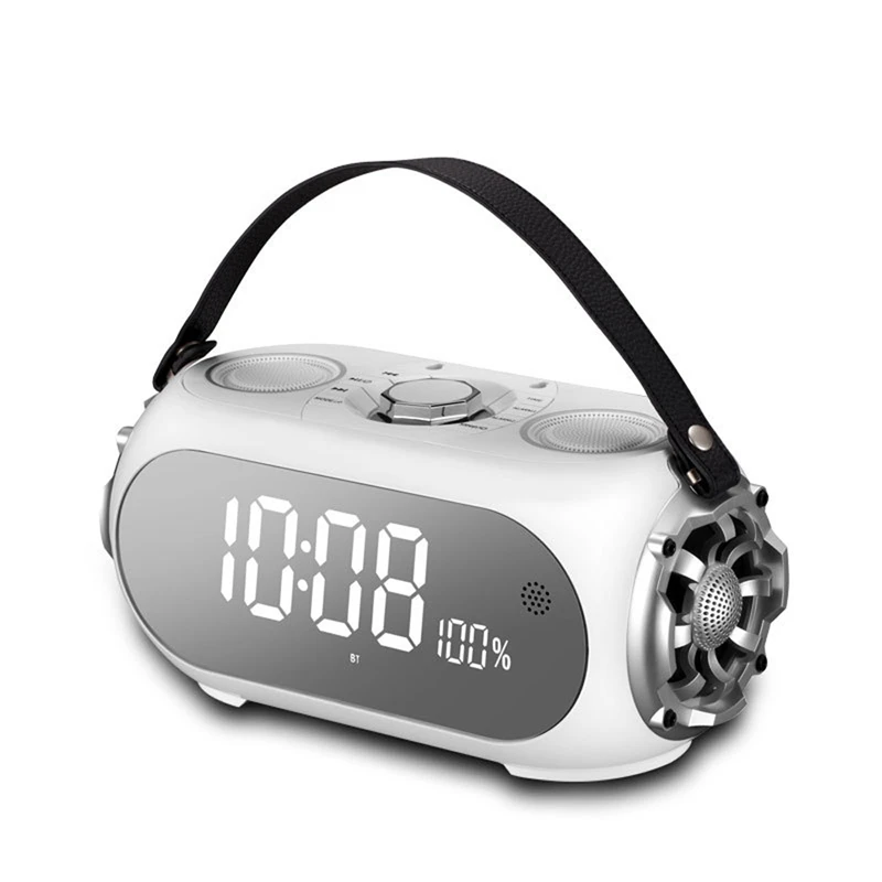 White Silver Q60 3 рога двухдиафрагменная беспроводной bluetooth динамик 3,5 мм динамики с USB FM передатчик бас будильник с динамиком с микрофоном - Цвет: White Silver