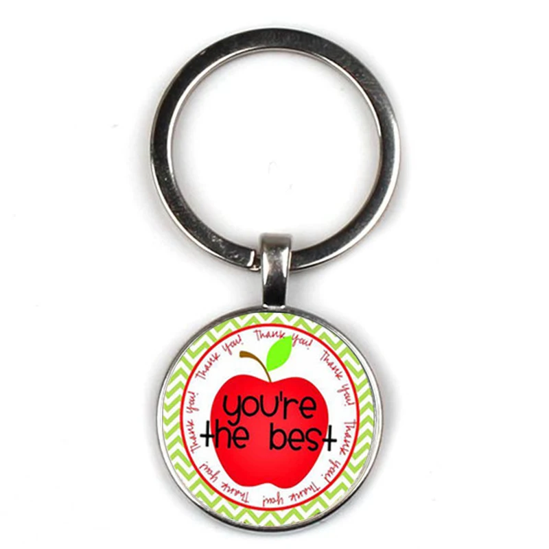 8 Модный текстовый брелок Thank You Teacher, Очаровательная стеклянная кристаллическая подвеска, качественная сумка для ключей, брелок для ключей, женский подарок на День учителя - Цвет: 8