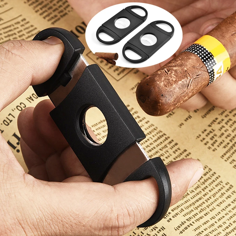 

Portable Plastic Handles Smoking Tool Accessories Stainless Steel Blade Pocket Cigar Cutter Scissors Shears