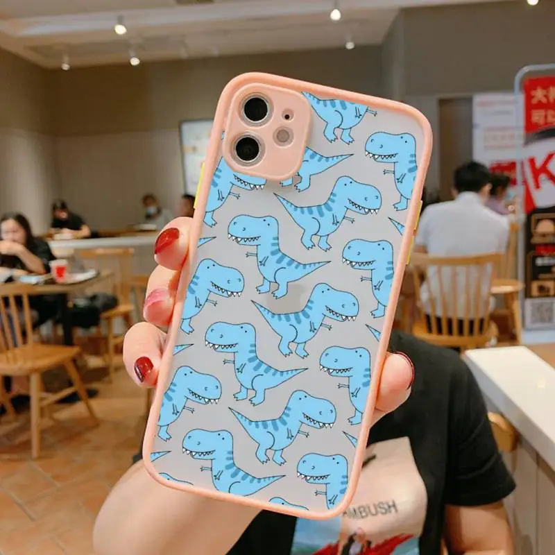 

Cute Dinosaur pattern Simple Matte Bumper Phone Case For iphone12 11 Pro Max X XS Max XR 7 8 Plus 12mini Shockproof Cover