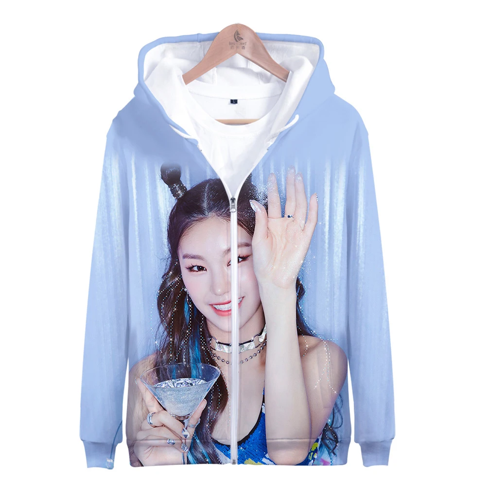 Новинка ITZY YUNA RYUJIN CHAERYEONG LIA YEJI Одежда Пальто Сезон осень-зима Толстовка на молнии с