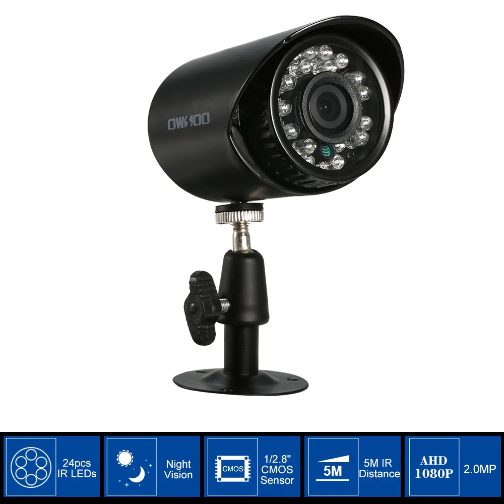 

OWSOO 1080P AHD CCTV аналоговая камера 3,6 мм объектив 1/2.8 CMOS 2.0MP IR-CUT 24 шт. ИК-светодиодов ночного видения для домашней безопасности