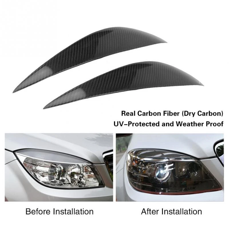 Автомобильные фары из настоящего углеродного волокна для бровей и век Mercedes Benz W204
