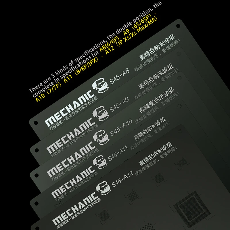 MECHANIC S45 3d BGA черный трафарет CPU NAND стальная сетка для IPhone A8/A9/A10/A11/A12 чип IC шаблон |