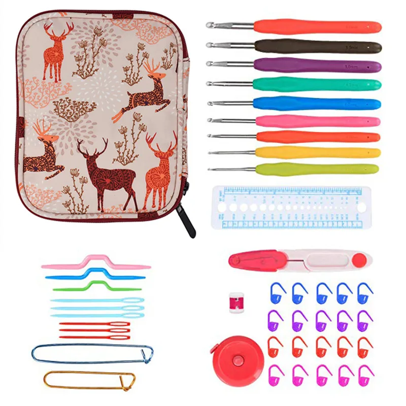45 шт. набор крючков для вязания эргономичные мягкие ручки спицы свитеров сделай