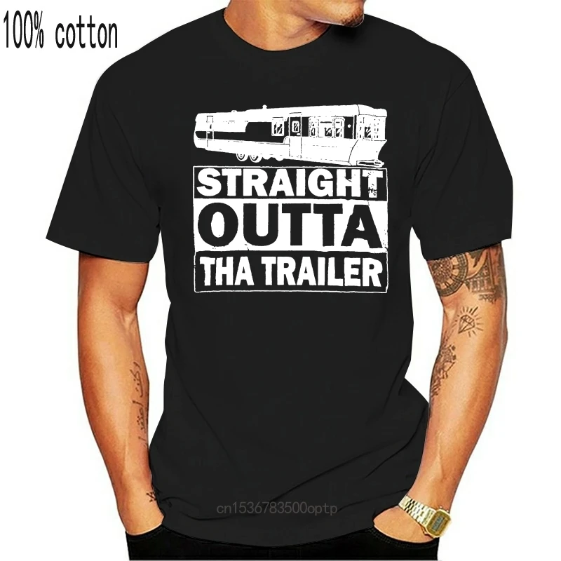 

New 2021 Summer Cool Men Tee Shirt Straight Outta The Trailer Funny NWA Parody T-Shirt Funny T-shirt
